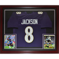 Lamar Jackson Autographed Baltimore (Purple #8) Deluxe Framed Jersey - JSA