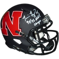 Tommie Frazier Autographed Nebraska Huskers (Amp Alternate) Mini Helmet w/ 94-95 Natl Champs