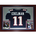 Julian Edelman Autographed New England Patriots (Blue #11) Deluxe Framed Jersey - JSA