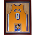 Kobe Bryant Autographed Los Angeles (Yellow #8) Deluxe Framed Jersey - PSADNA, Beckett Letter