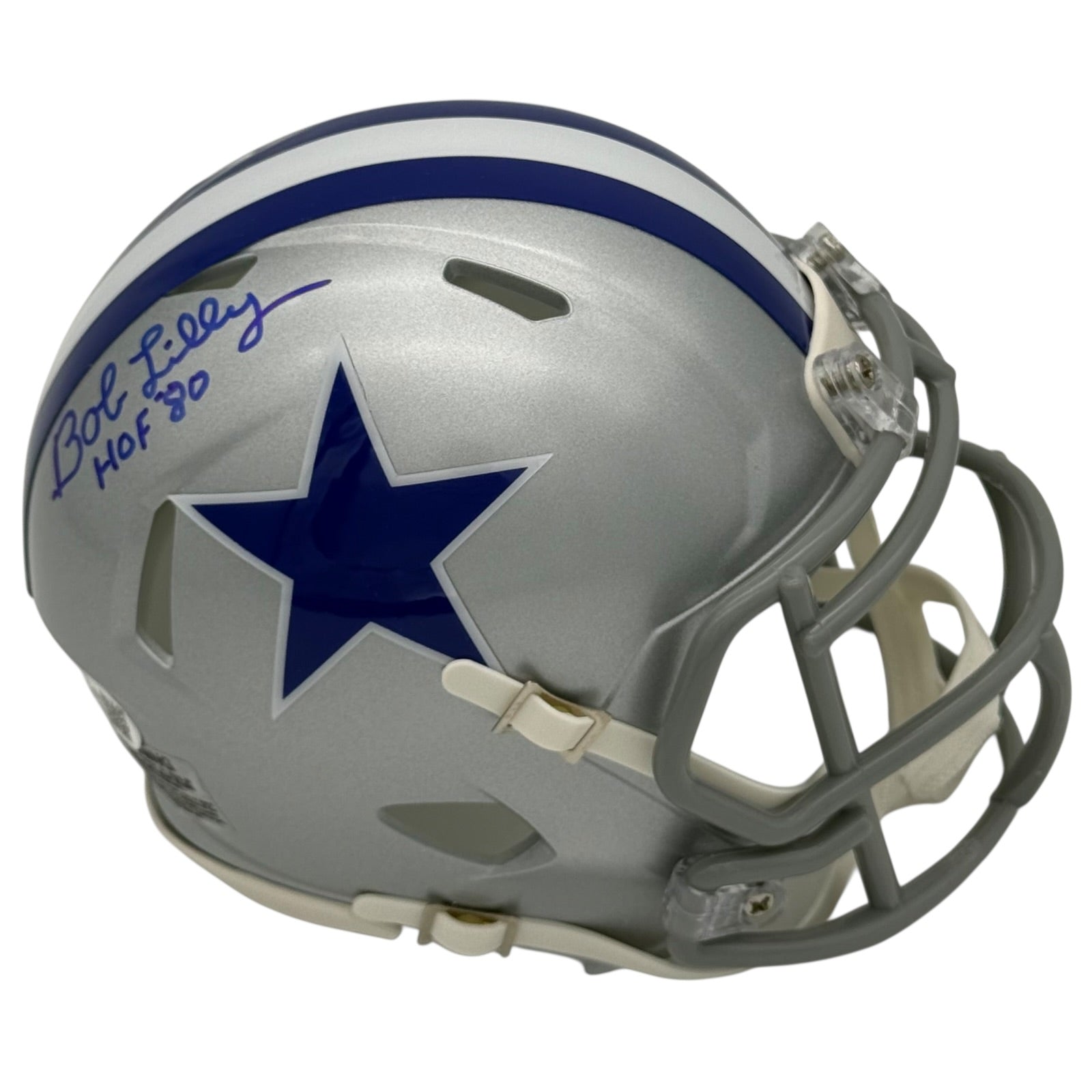 Bob Lilly Autographed Dallas Cowboys (Throwback) Mini Helmet w/ HOF 80