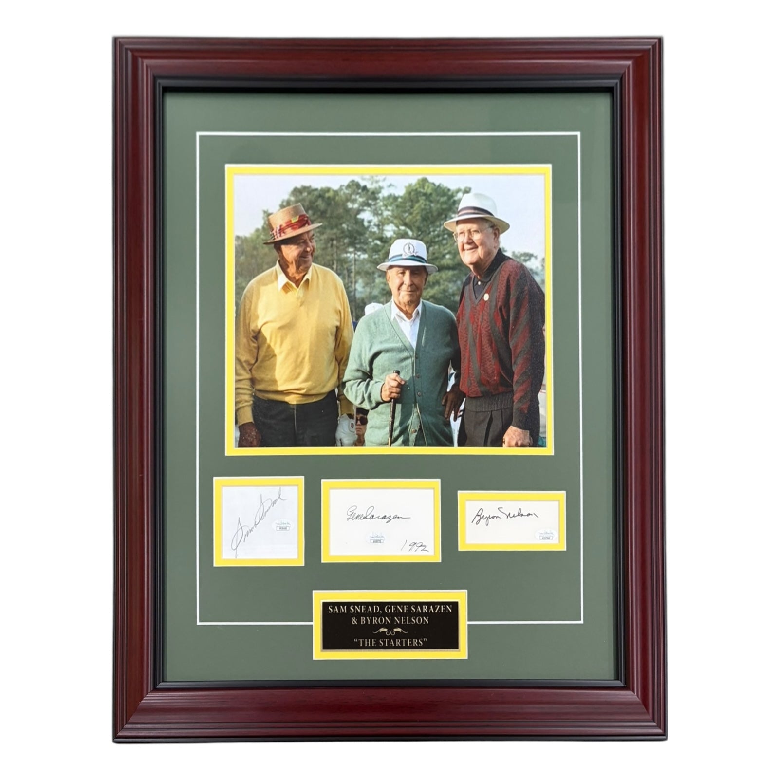 Sam Snead, Gene Sarazen And Byron Nelson Autographed Masters The Starters Deluxe Framed Piece - JSA