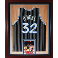 Shaquille O'Neal Autographed Orlando Magic (Black Pinstripe #32) Deluxe Framed Jersey - Beckett