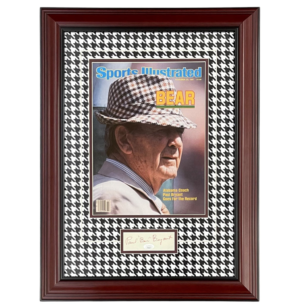Paul Bear Bryant Autographed Alabama Crimson Tide Deluxe Framed 11x14 Sports Illustrated - JSA