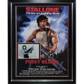 Rambo Full-Size Movie Poster Deluxe Framed with Sylvester Stallone Autographed 8x10 Photo - JSA
