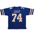 Bob Lilly Autographed Dallas (Blue #74) Custom Jersey w/ HOF 80 - JSA