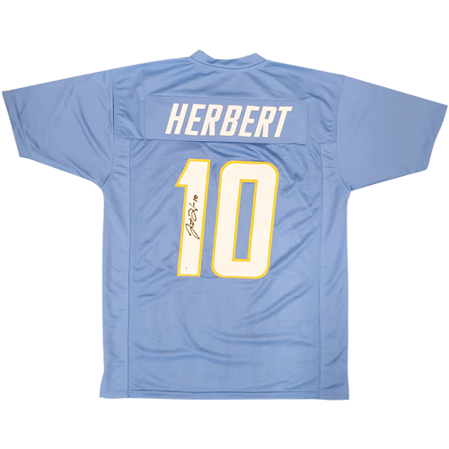 Justin Herbert Autographed Los Angeles (Powder Blue #10) Custom Jersey - Beckett