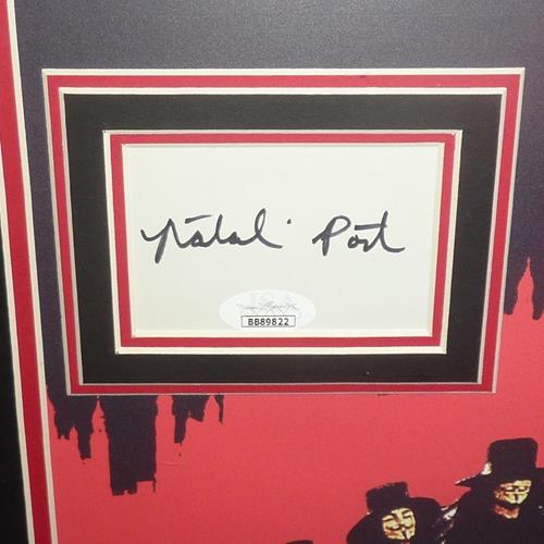 V for Vendetta Full-Size Movie Poster Deluxe Framed with Hugo Weaving and Natalie Portman Autographs - JSA