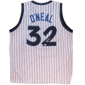 Shaquille O'Neal Autographed Orlando (White Pinstripe #32) Custom Jersey - Beckett