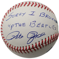 Pete Rose Autographed MLB Baseball w/ "Sorry I Broke up the Beatles" - JSA