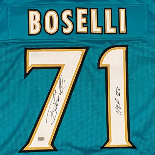 Tony Boselli Autographed Jacksonville (Teal #71) Custom Jersey w/ "HOF 22"