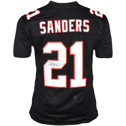 Deion Sanders Autographed Atlanta (Black #21) Custom Jersey - Beckett