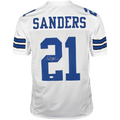 Deion Sanders Autographed Dallas (White #21) Custom Jersey - JSA
