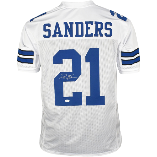 Deion Sanders Autographed Dallas (White #21) Custom Jersey - JSA