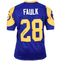 Marshall Faulk Autographed St. Louis Rams (Throwback Blue #28) Custom Jersey - Beckett