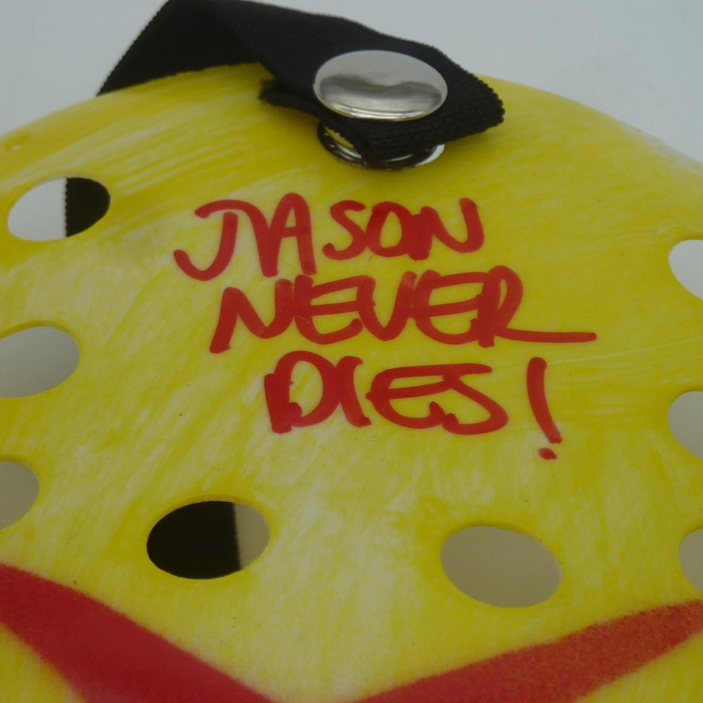Ari Lehman Autographed 'Friday the 13th' Jason Mask Yellow w/ Inscription - JSA
