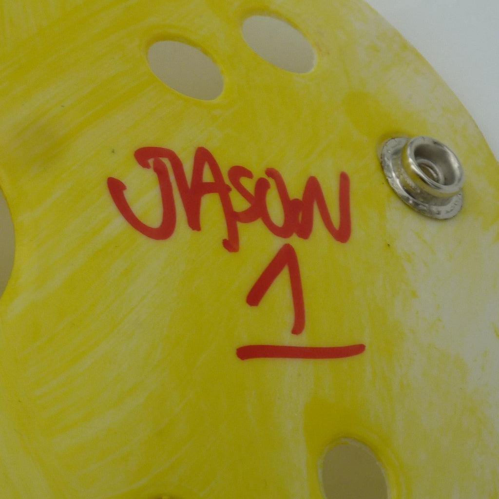 Ari Lehman Autographed 'Friday the 13th' Jason Mask Yellow w/ Inscription - JSA