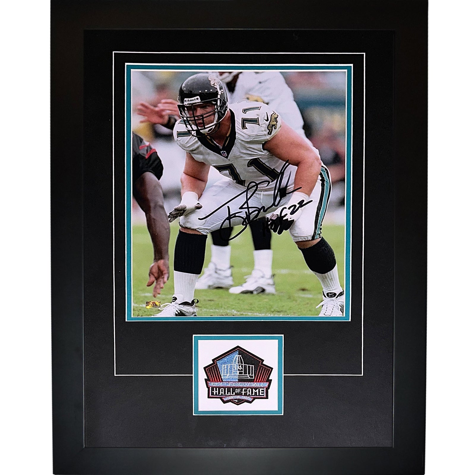 Tony Boselli Autographed Jacksonville Jaguars (Action) Deluxe Framed 11x14 Photo w/ "HOF 22"