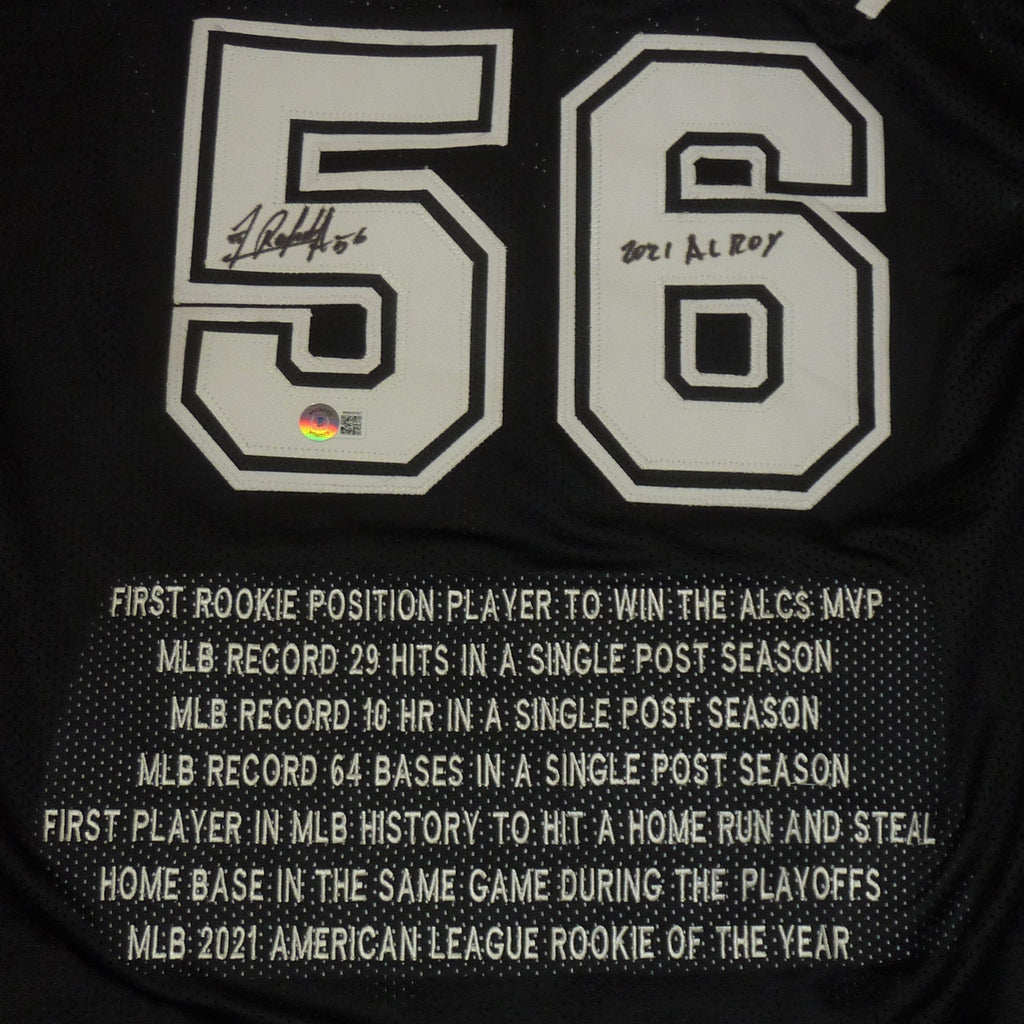 Randy Arozarena Autographed Tampa Bay (Black #56) Custom Jersey w/ Embroidered Stats - Beckett