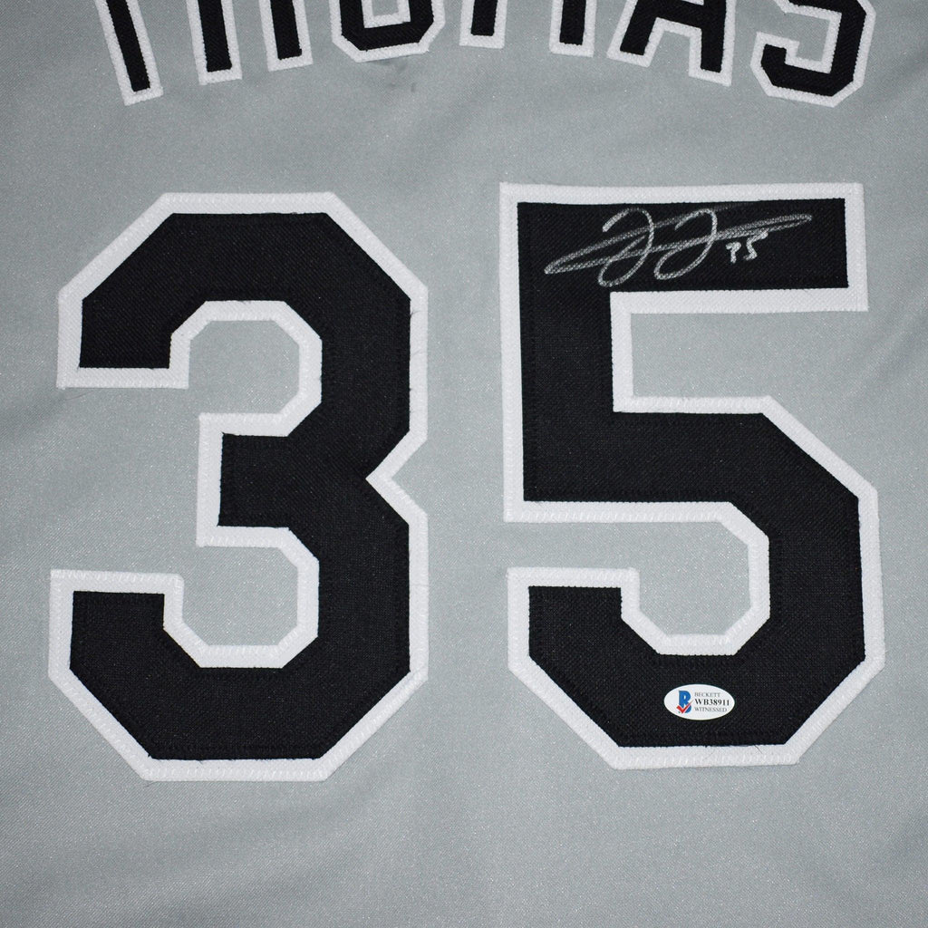 Frank Thomas Autographed Chicago (Grey #35) Custom Jersey - Beckett