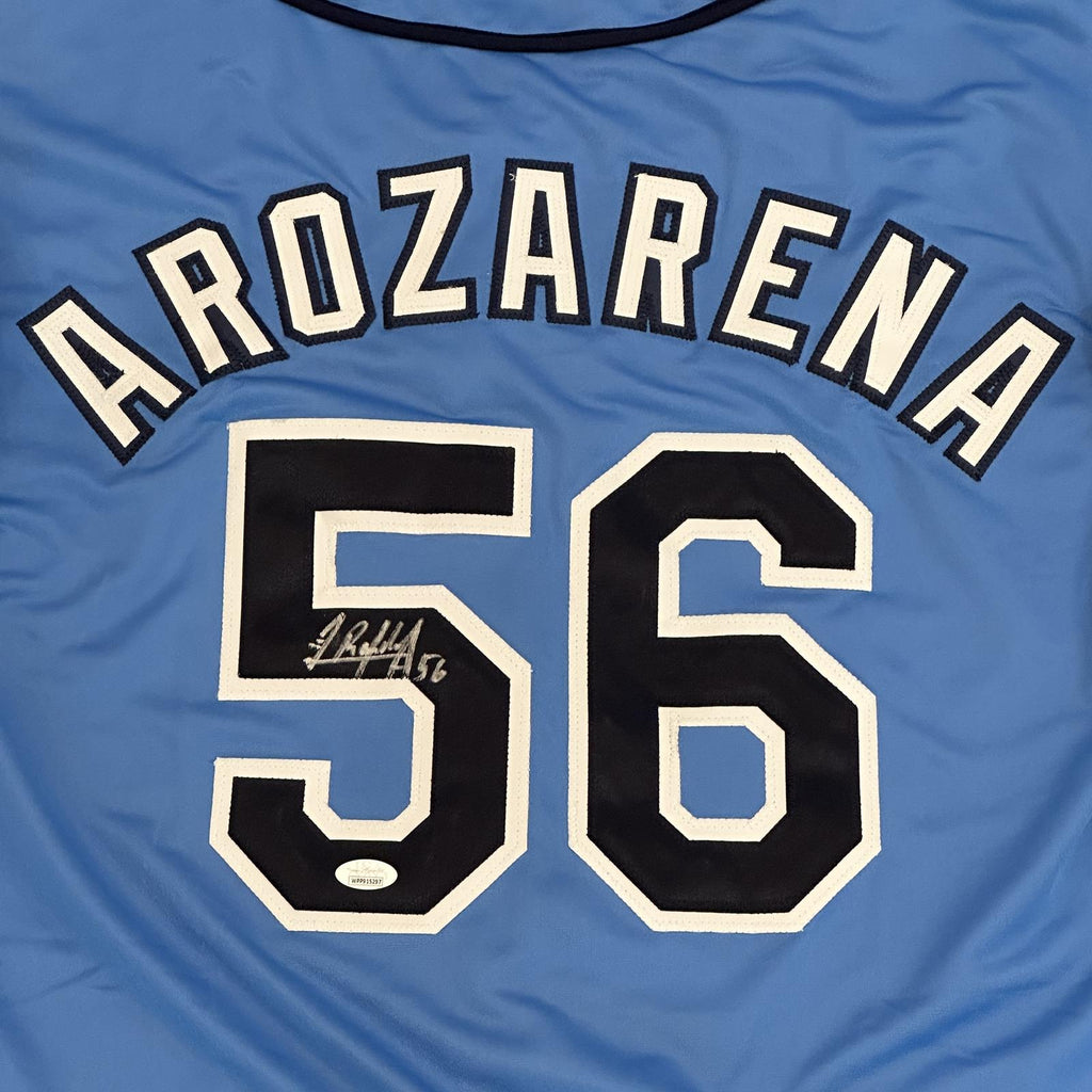 Randy Arozarena Autographed Tampa Bay (Light Blue #56) Custom Jersey - Beckett