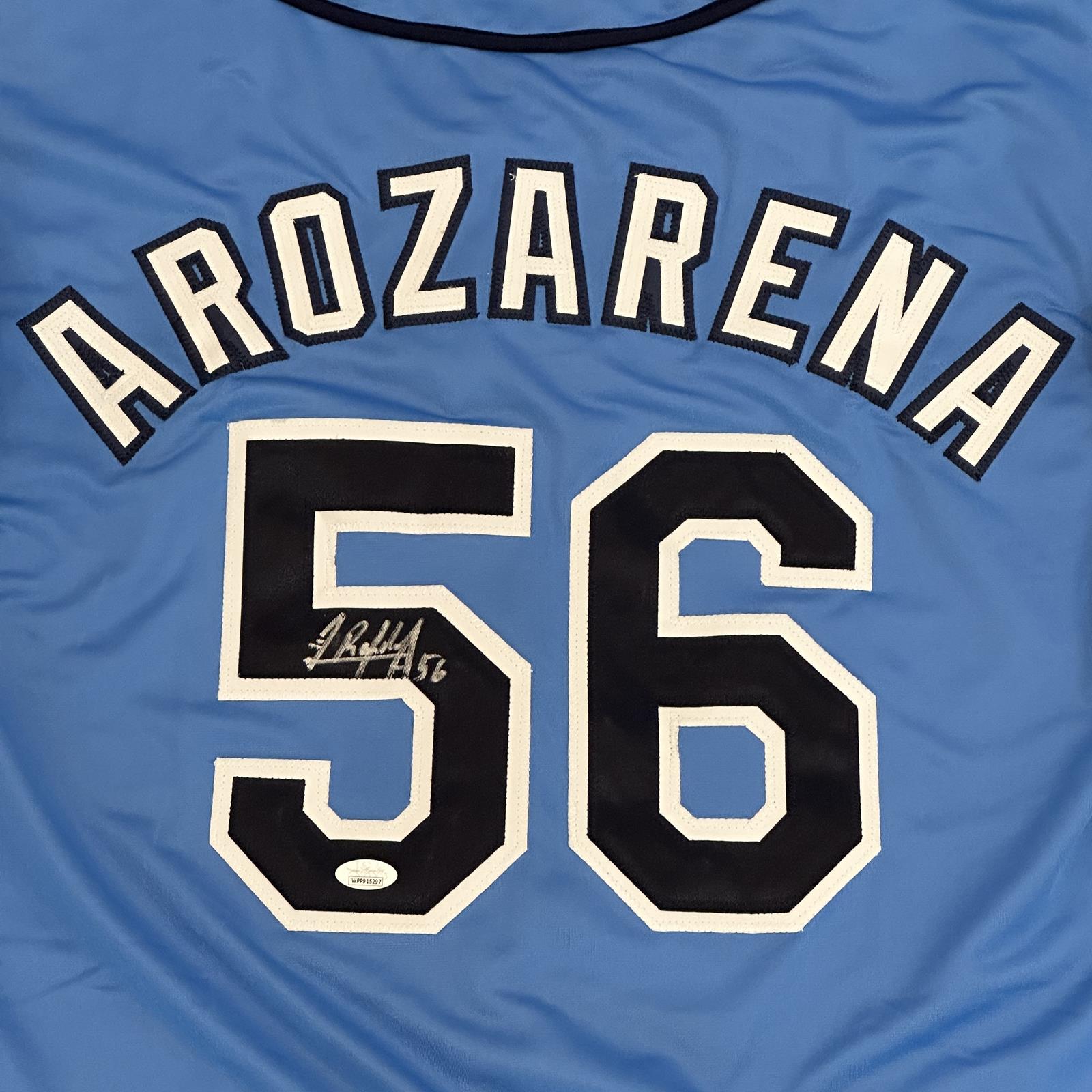 Randy Arozarena Autographed Tampa Bay (Light Blue #56) Custom Jersey - Beckett