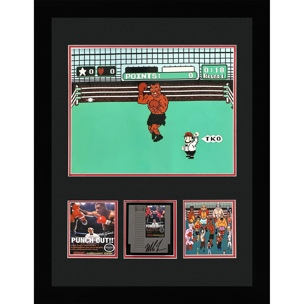 Mike Tyson Autographed Original Nintendo Game Cartridge Deluxe Framed in Punchout Shadowbox Display - JSA