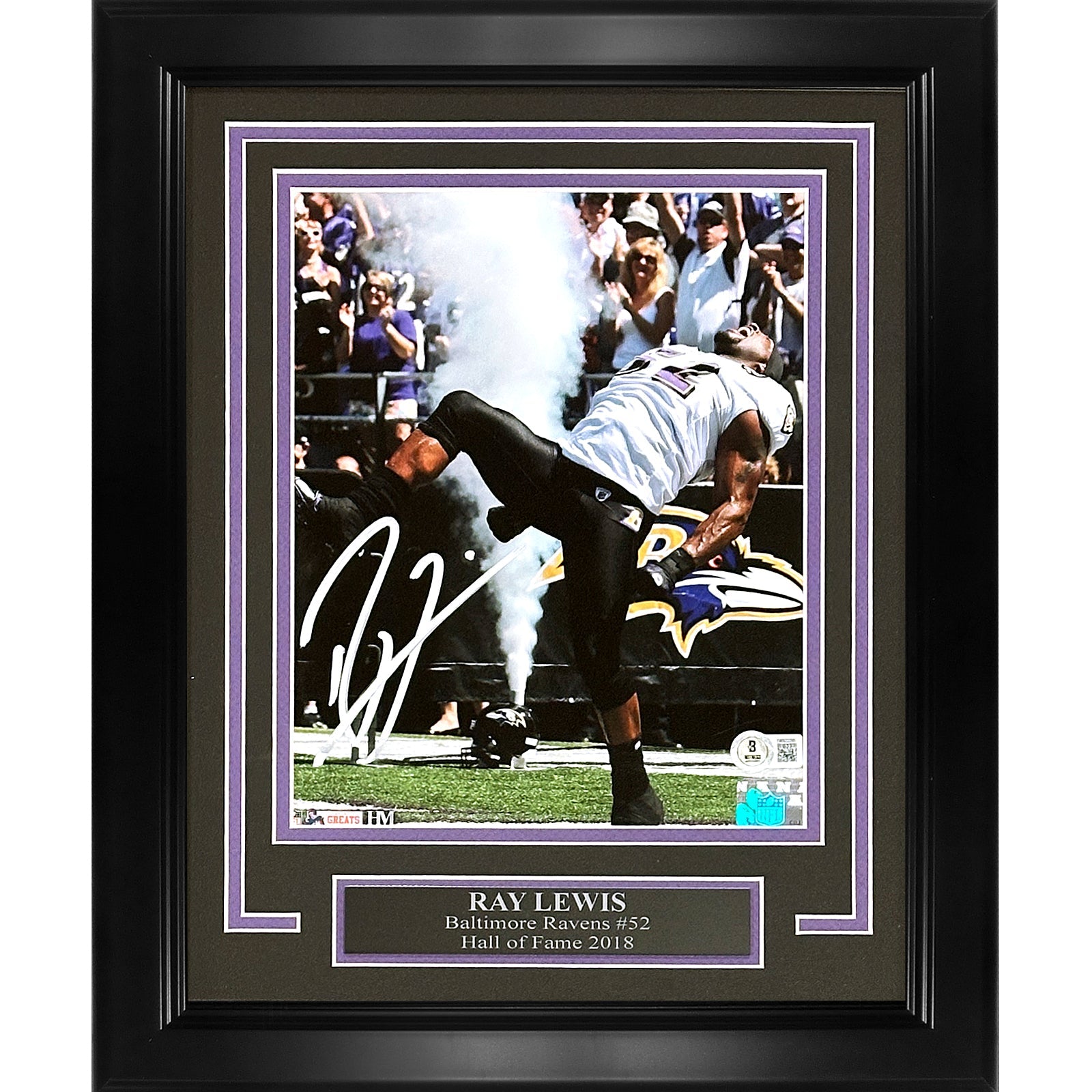 Ray Lewis Autographed Baltimore Ravens (Scream) Deluxe Framed 8x10 Photo - Beckett