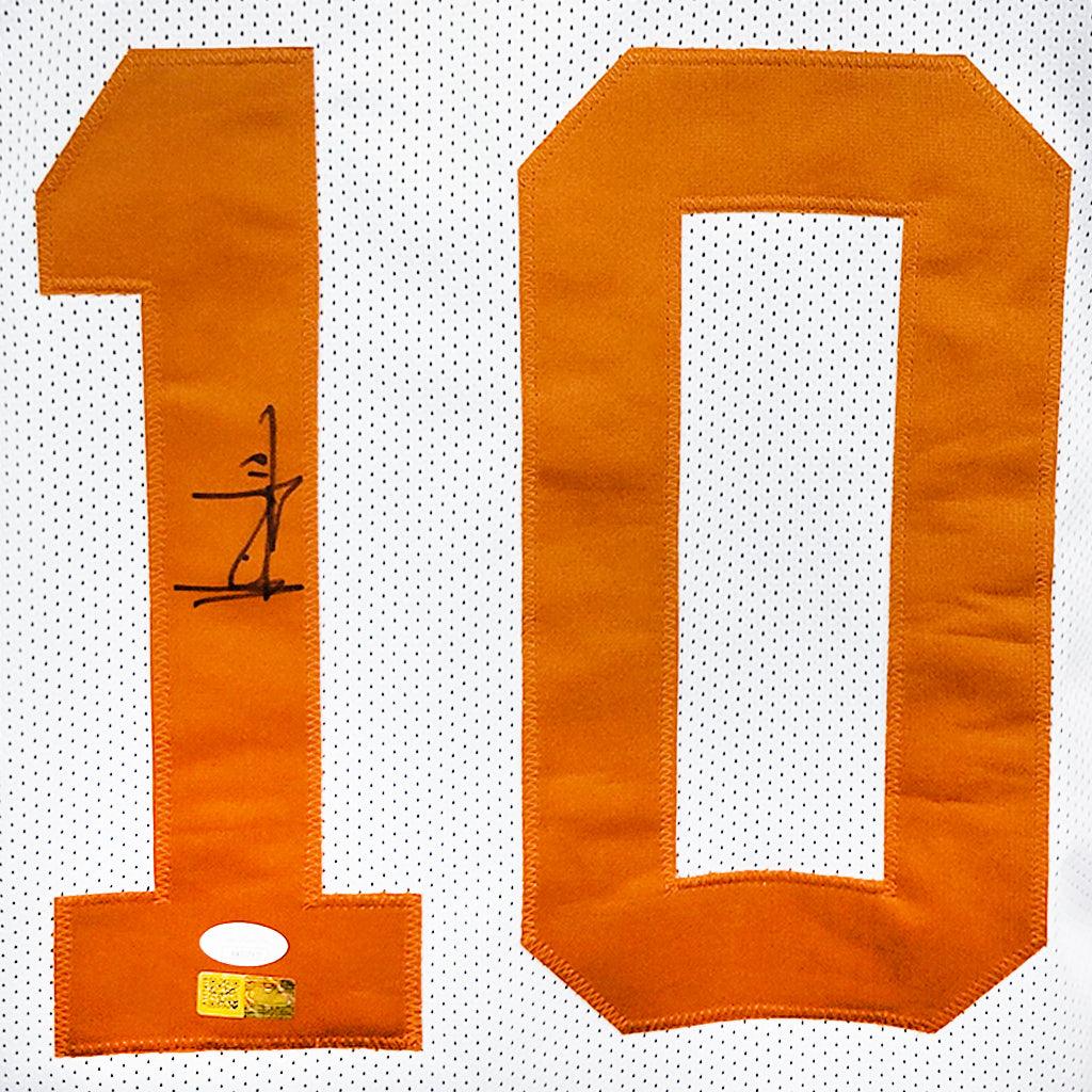 Vince Young Autographed Texas Longhorns (White #10) Custom Jersey - JSA