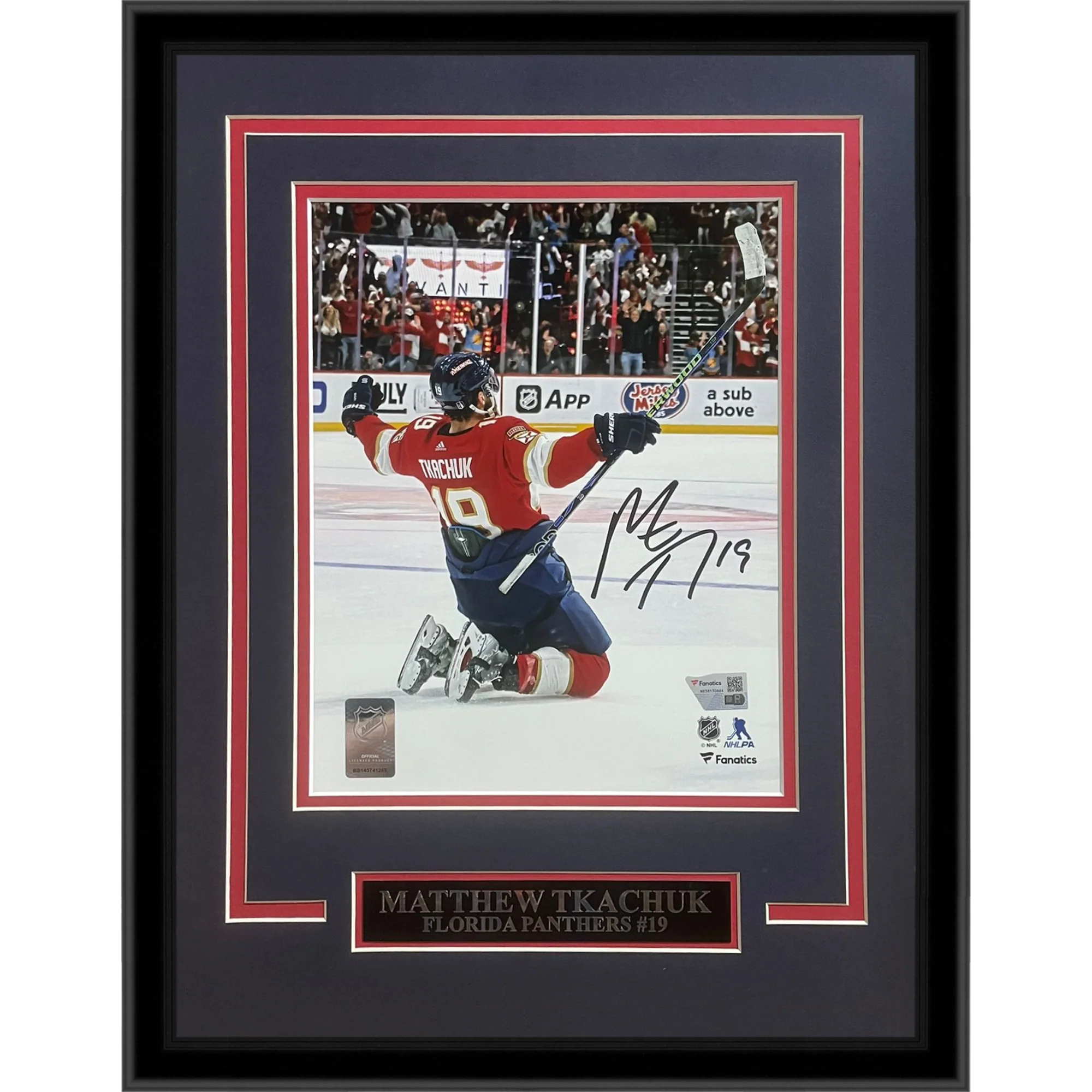 Matthew Tkachuk Autographed Florida Panthers (ECF Game Winning Goal) Deluxe Framed 11x14 Photo - JSA
