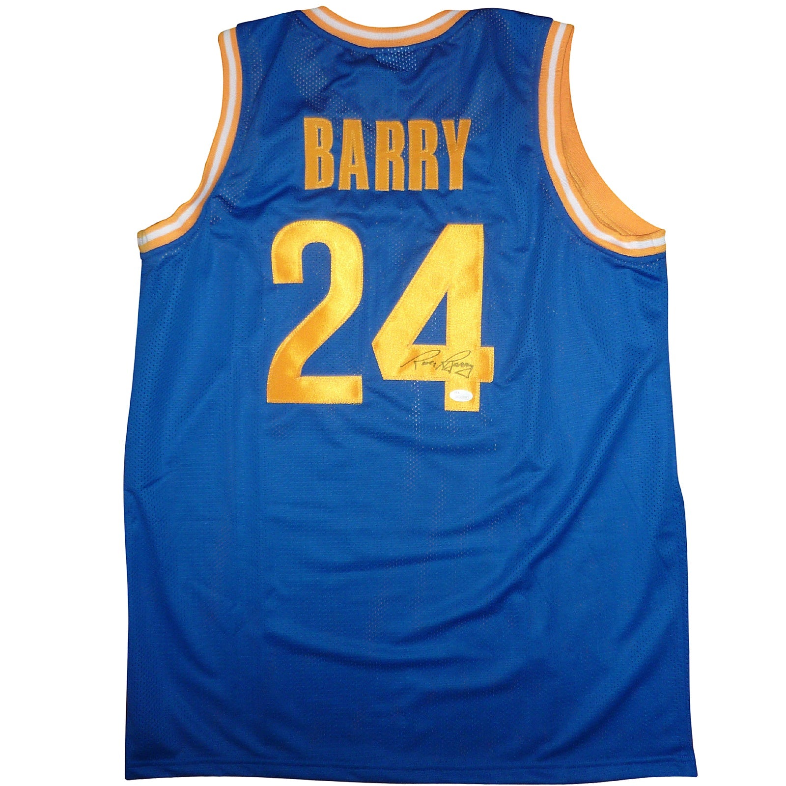 Rick Barry Autographed Golden State (Blue #24) Custom Jersey w/ "HOF 1987" - JSA