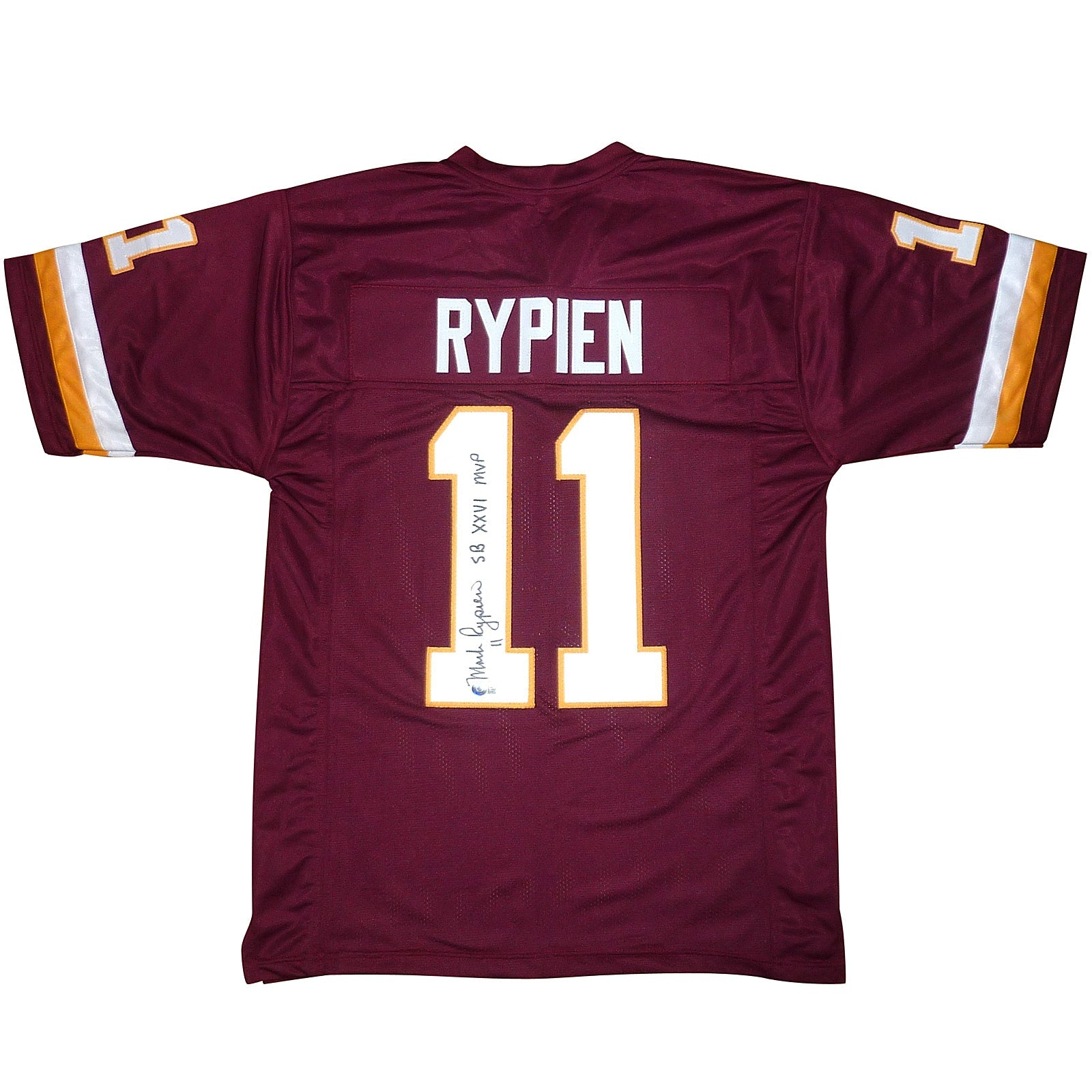 Mark Rypien Autographed Washington (Maroon #11) Custom Jersey w/ SB XXVI MVP - Beckett