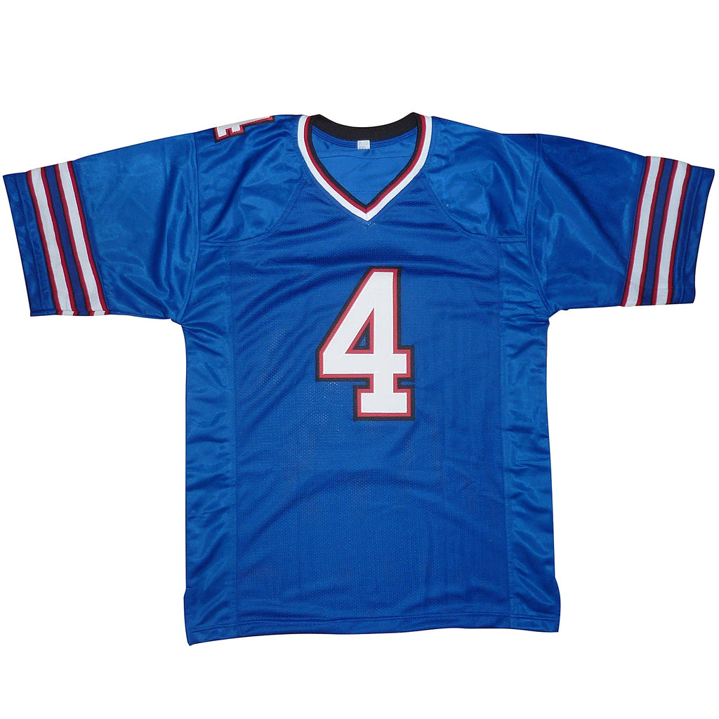 James Cook Autographed Buffalo (Blue #4) Custom Jersey - JSA