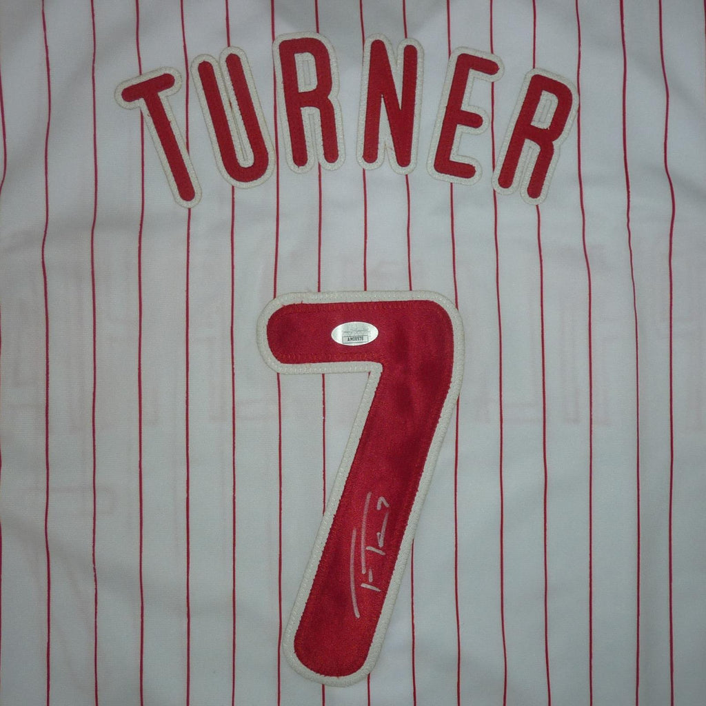 Trea Turner Autographed Philadelphia (White Pinstripe #7) Custom Jersey - JSA