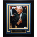 John Wooden Autographed UCLA Bruins with Microphone Deluxe Framed 8x10 Photo - JSA