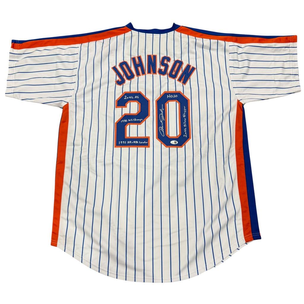 Howard Johnson Autographed New York Mets (Pinstripe #20) Jersey with Multiple Inscriptions - JSA
