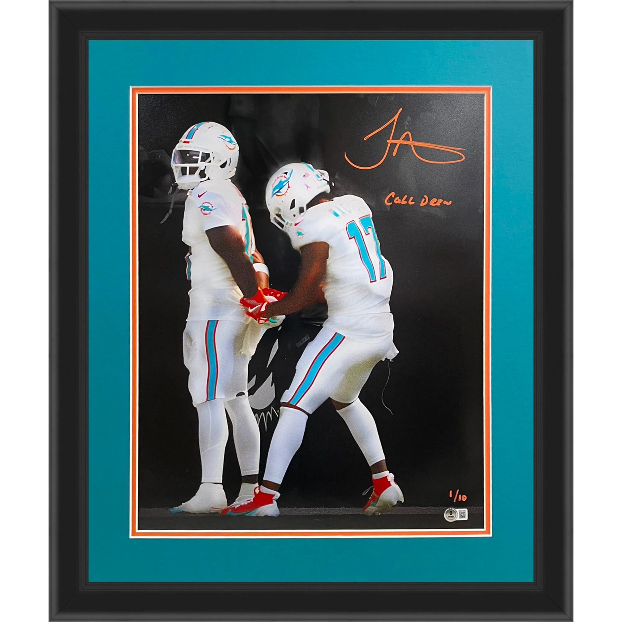 Tyreek Hill Autographed Miami Dolphins Handcuffs Celebration Spotlight Deluxe Framed 16x20 Photo Call Drew - Limited Edition of 10 - Beckett