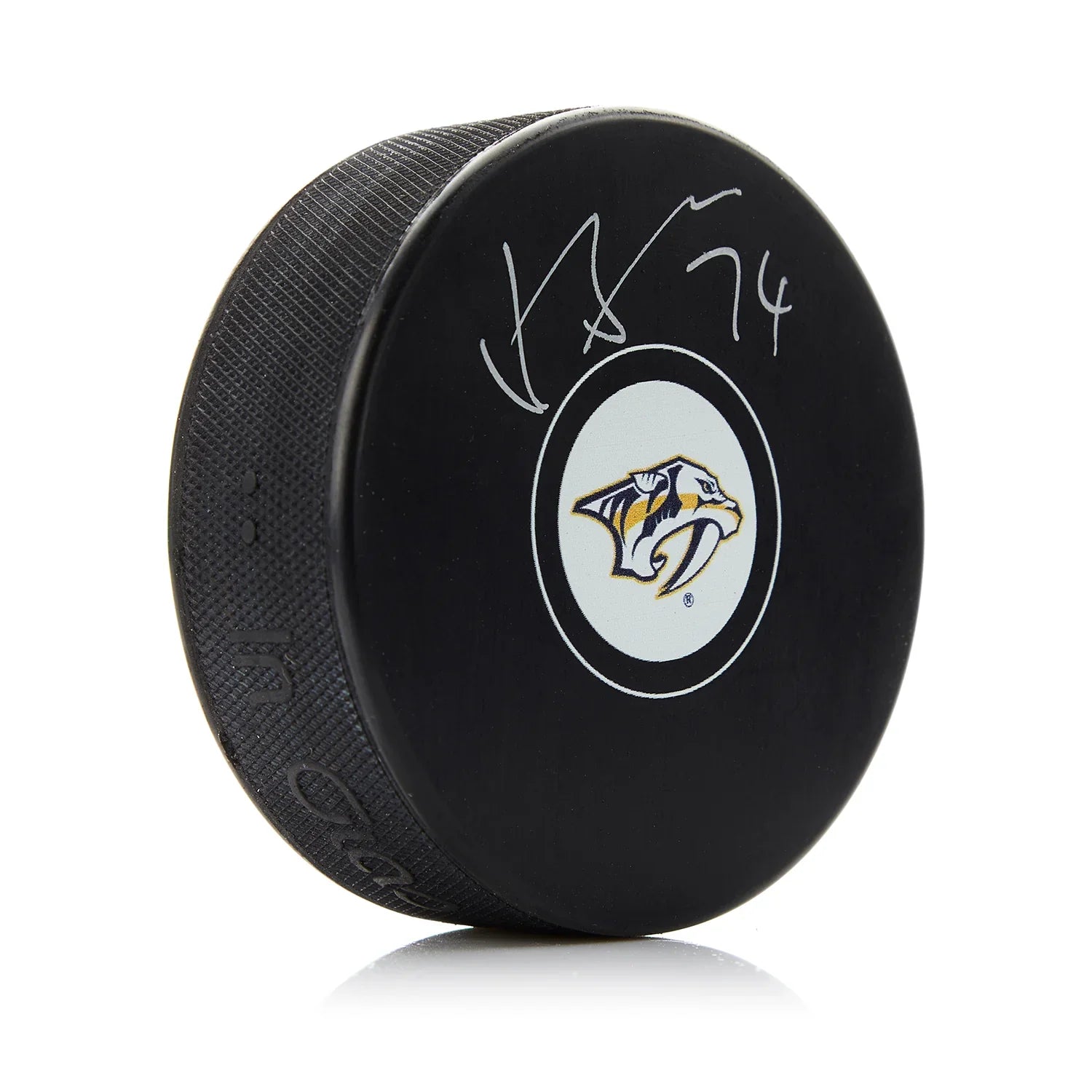 Juuse Saros Autographed Nashville Predators Hockey Puck - JSA