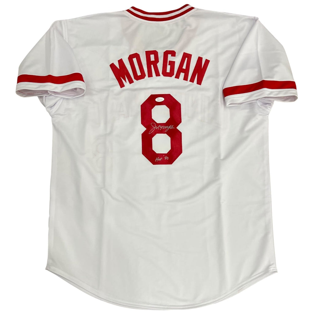 Joe Morgan Autographed Cincinnati (White #8) Custom Jersey w/ "HOF 90" - JSA