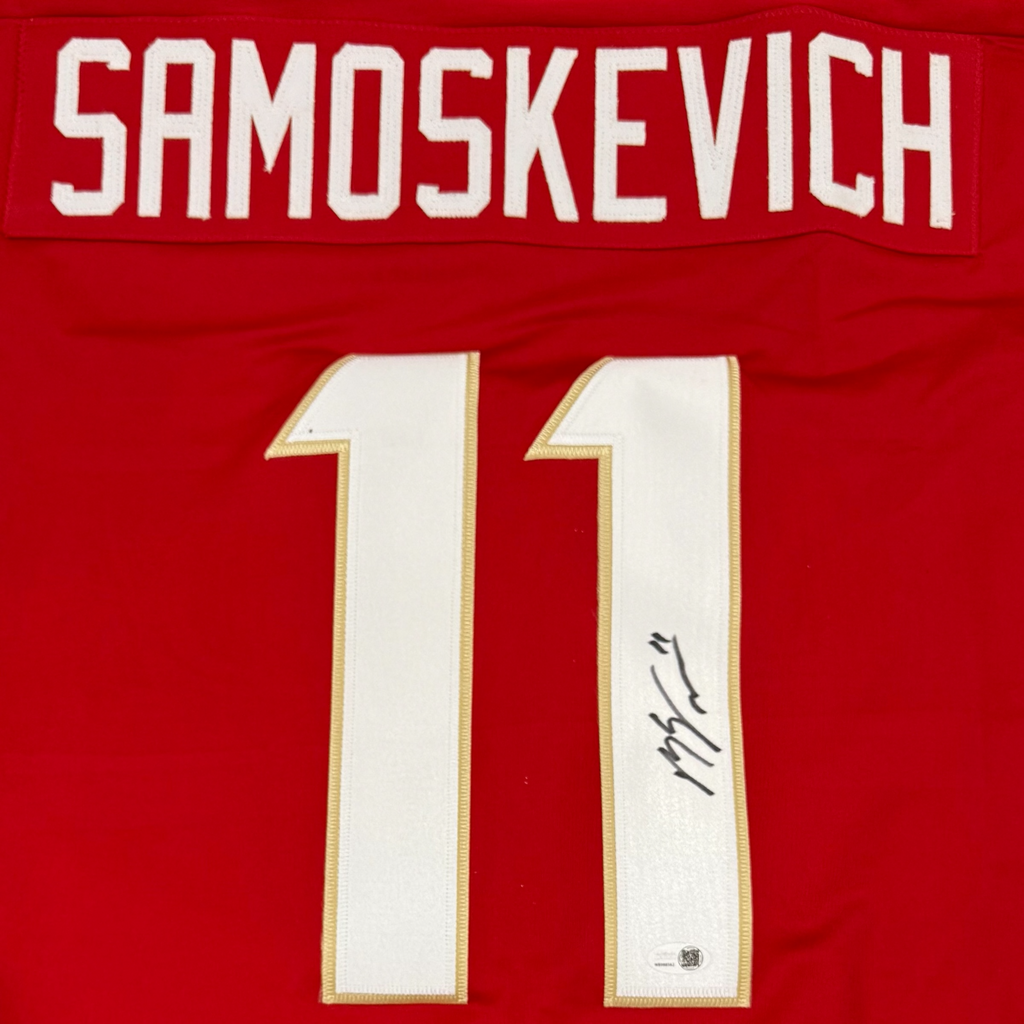 Mackie Samoskevich Autographed Florida (Red #11) Custom Hockey Jersey - JSA