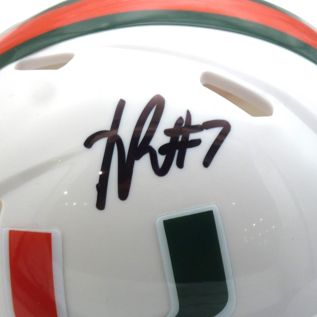 Xavier Restrepo Autographed Miami Hurricanes (Speed) Mini Helmet - JSA
