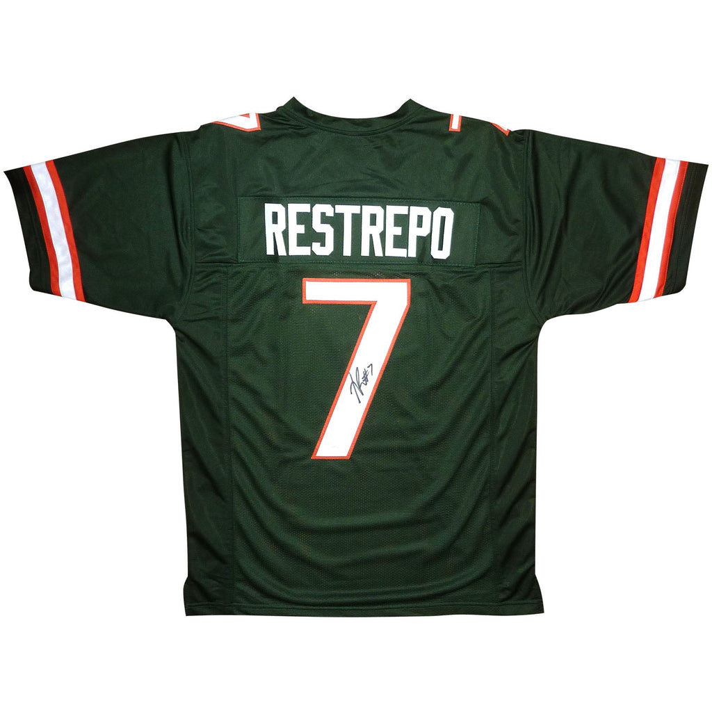 Xavier Restrepo Autographed Miami Hurricanes (Green #7) Custom Jersey - JSA