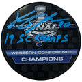 Ryan O'Reilly Autographed St Louis Blues 2019 Stanley Cup Logo Hockey Puck - Blue Ink - JSA