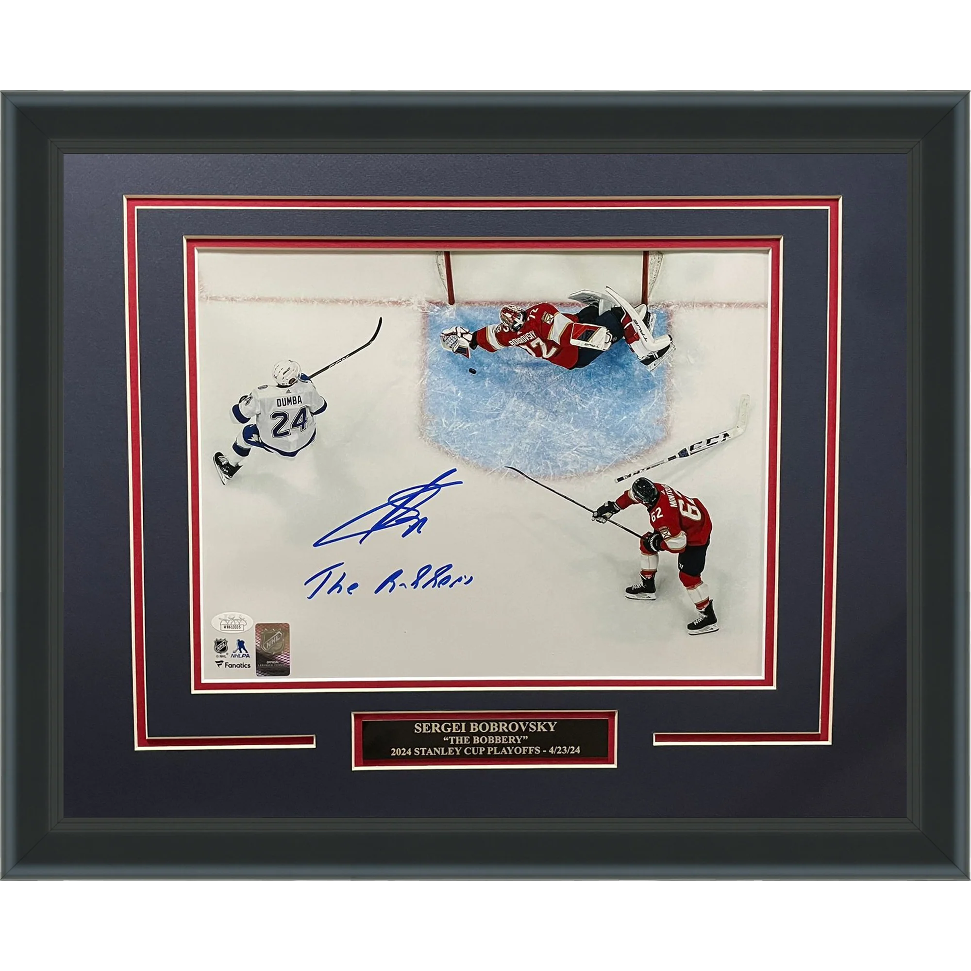 Sergei Bobrovsky Autographed Florida Panthers (Save) Deluxe Framed 11x14 Photo w/ "The Bobbery" - JSA