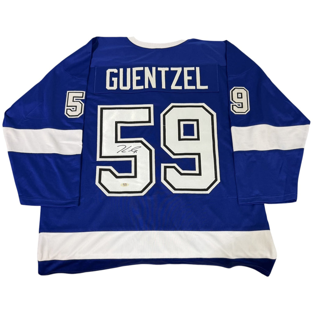 Jake Guentzel Autographed Tampa Bay (Blue #59) Custom Hockey Jersey - PSA