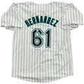Livan Hernandez Autographed Florida Marlins (Pinstripe #61) Custom Jersey w/ "MVP 1997 WS" - JSA