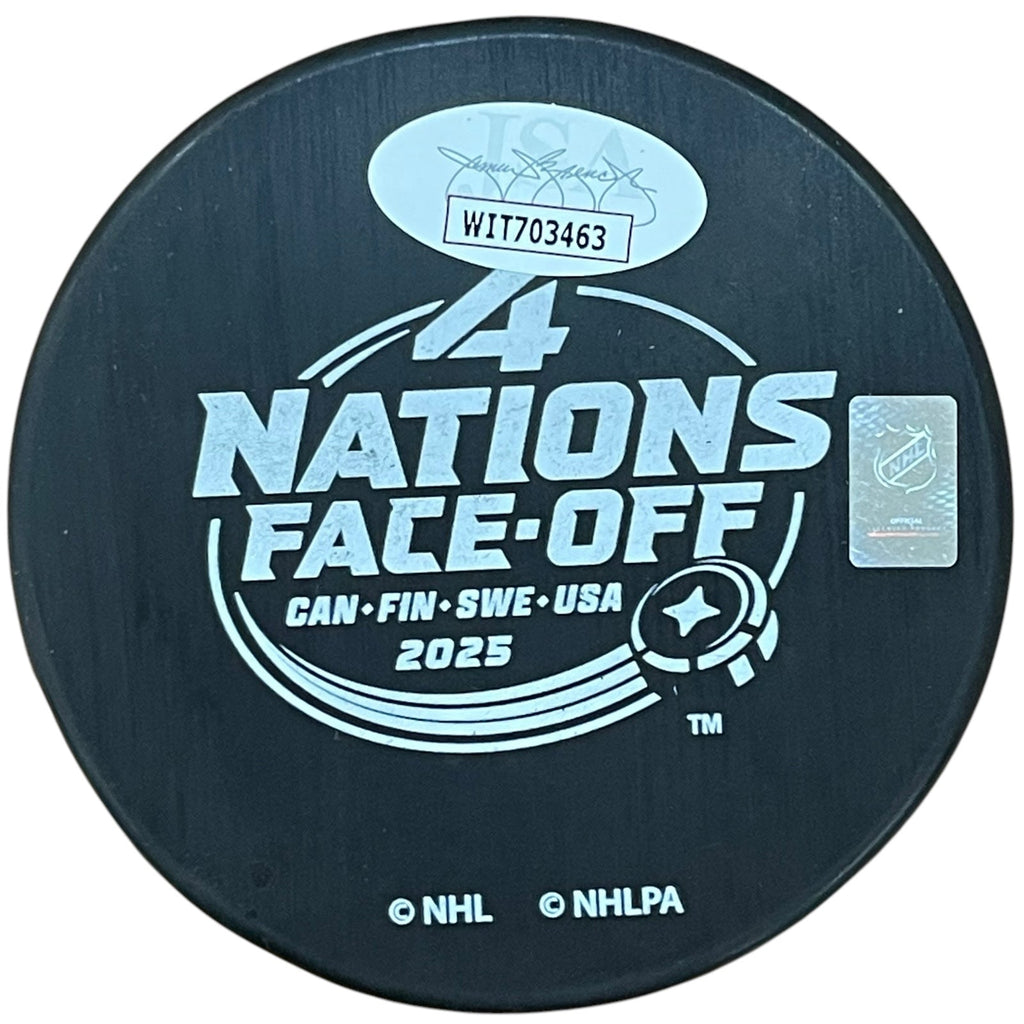 Sam Bennett Autographed Team Canada 4 Nations Hockey Puck w/ "Champs" - JSA