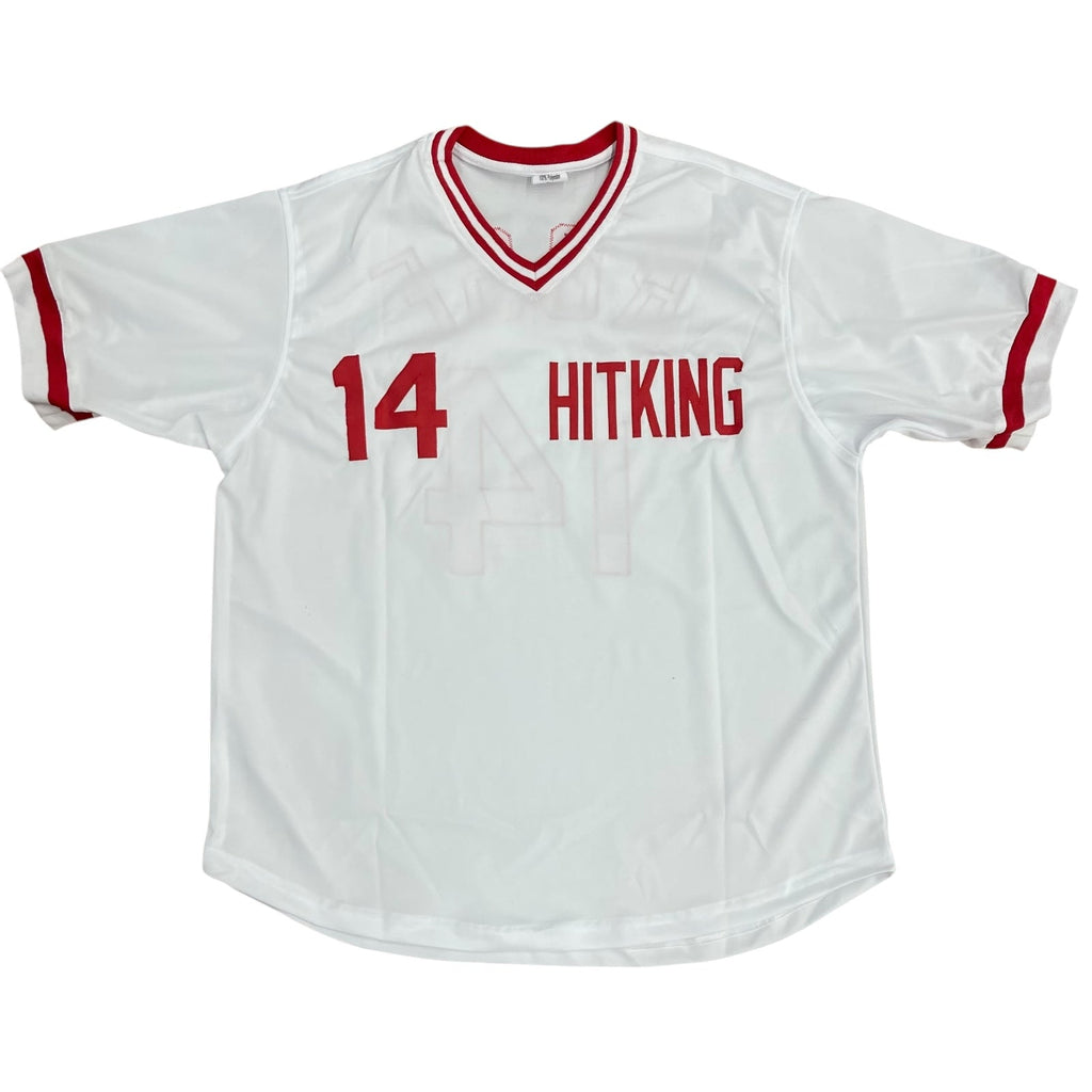 Pete Rose Autographed Cincinnati "Hit King" (White #14) Custom Jersey - Black Signature - JSA