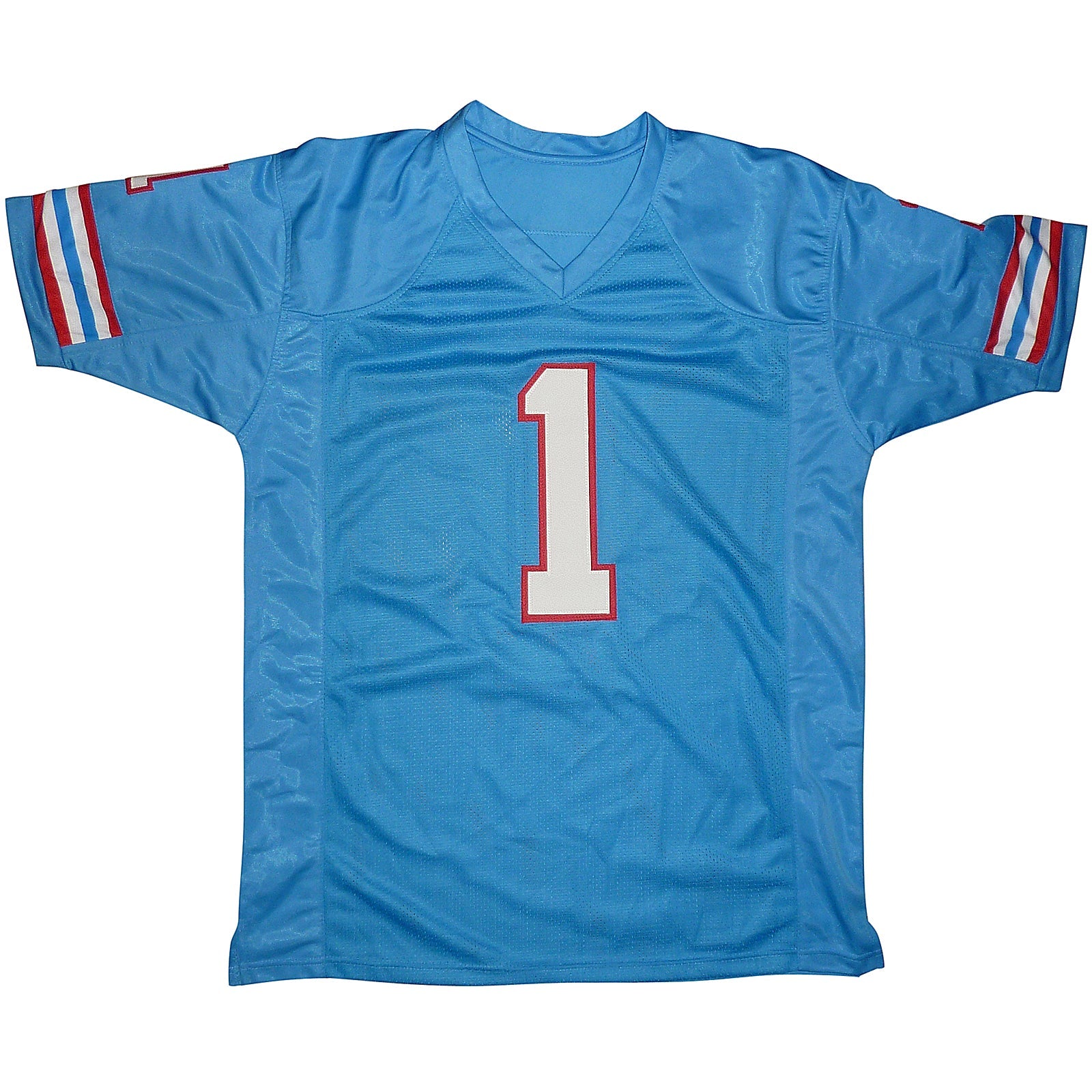 Warren Moon Autographed Houston Oilers (Baby Blue #1) Custom Jersey - Beckett