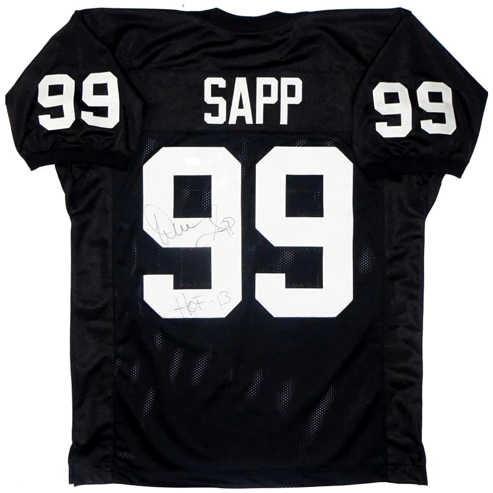 Warren Sapp Autographed Raiders (Black #99) Custom Jersey - Beckett